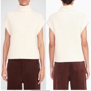 STAUD Bette Merino Wool Cap Sleeve Turtleneck Sweater
